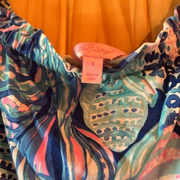 Lilly Pulitzer Twilight Blue Calla off shoulder Romper - Picture 3 of 5